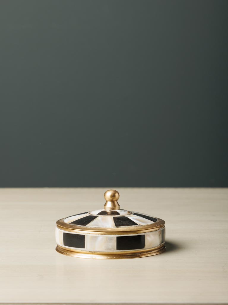 Tiny black & white brass box - 1