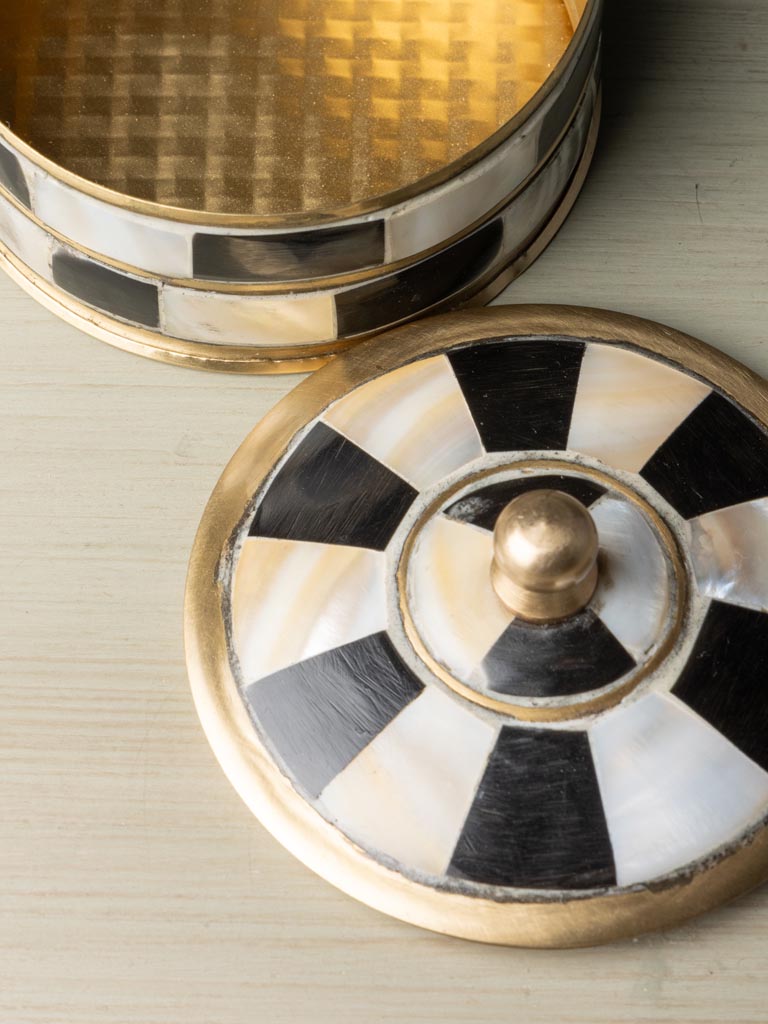 Tiny black & white brass box - 5