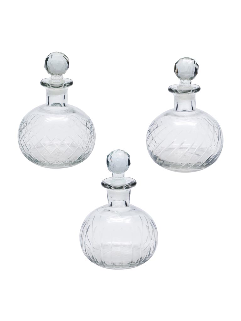 S/3 small engraved glass bottles - 2