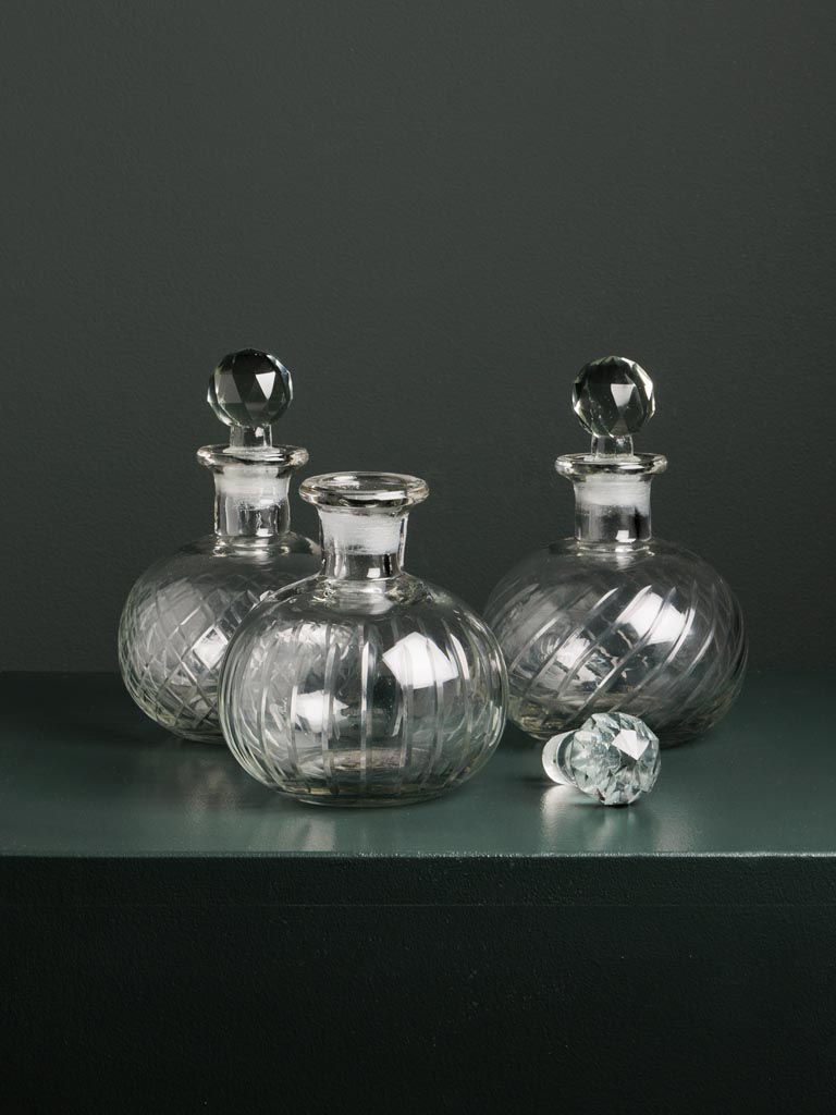 S/3 small engraved glass bottles - 1