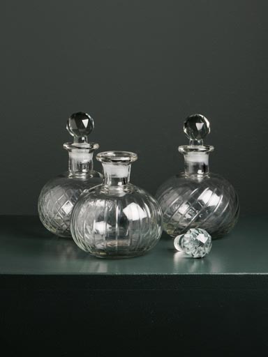 S/3 small engraved glass bottles