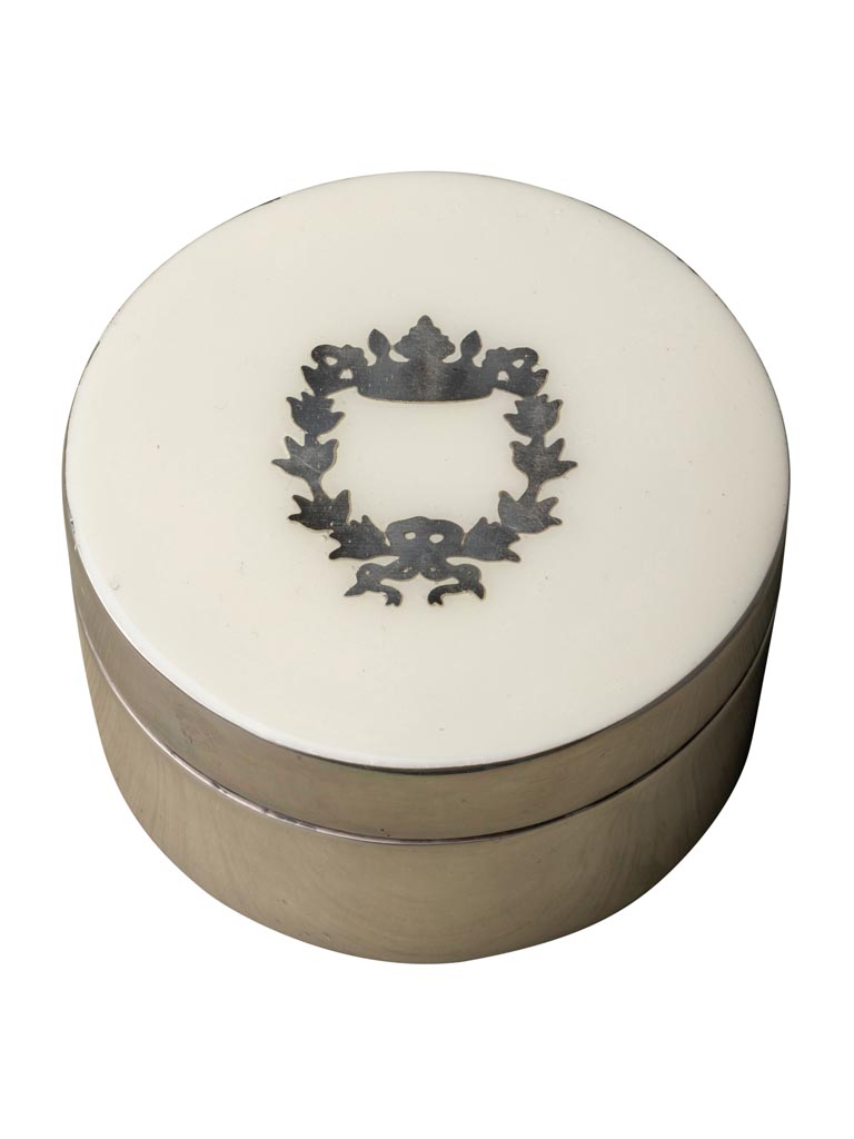 Boîte ronde patine argent couvercle guirlande - 2