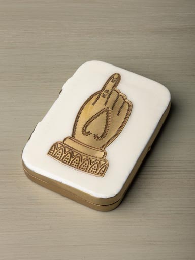 Rectangular box with brass hand insert