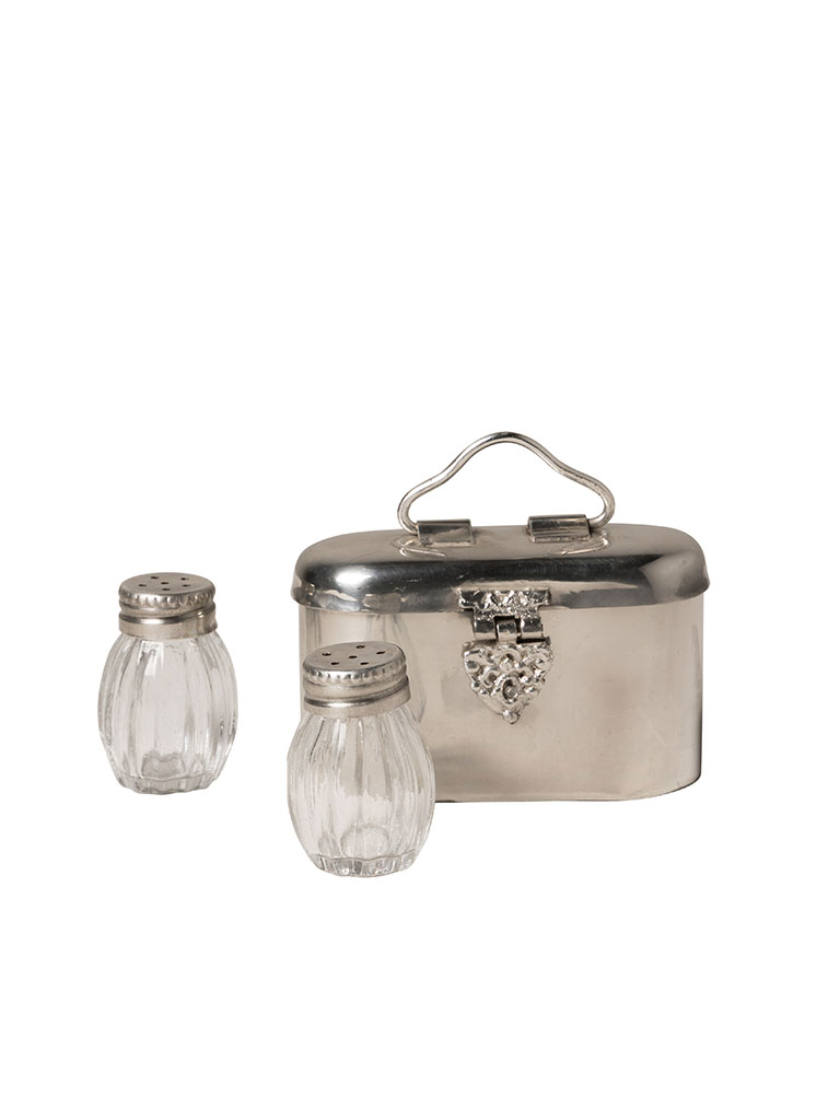 S/2 sel & poivre avec petite boite en nickel - 2