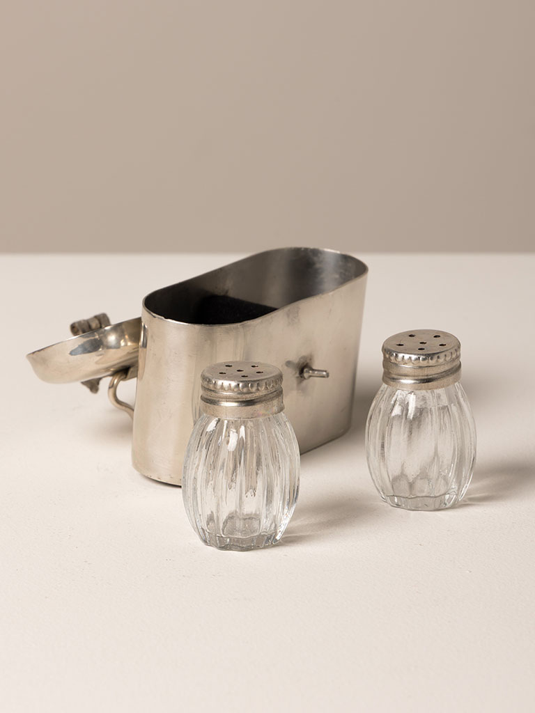 S/2 sel & poivre avec petite boite en nickel - 3