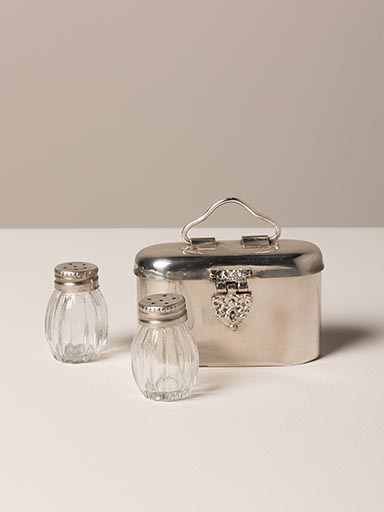 S/2 salt & pepper with nickel box