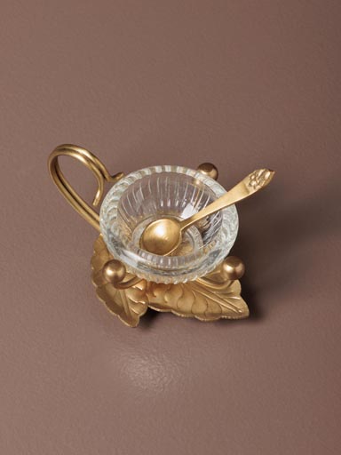 Small salt cellar on golden leaf