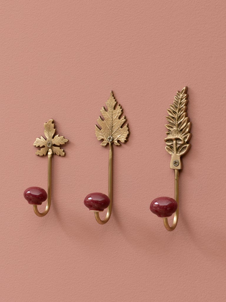 S/3 crochets bordeaux et feuilles - 3