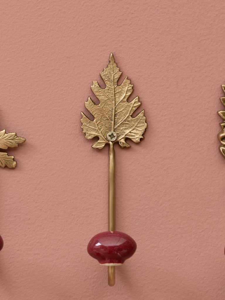 S/3 crochets bordeaux et feuilles - 4