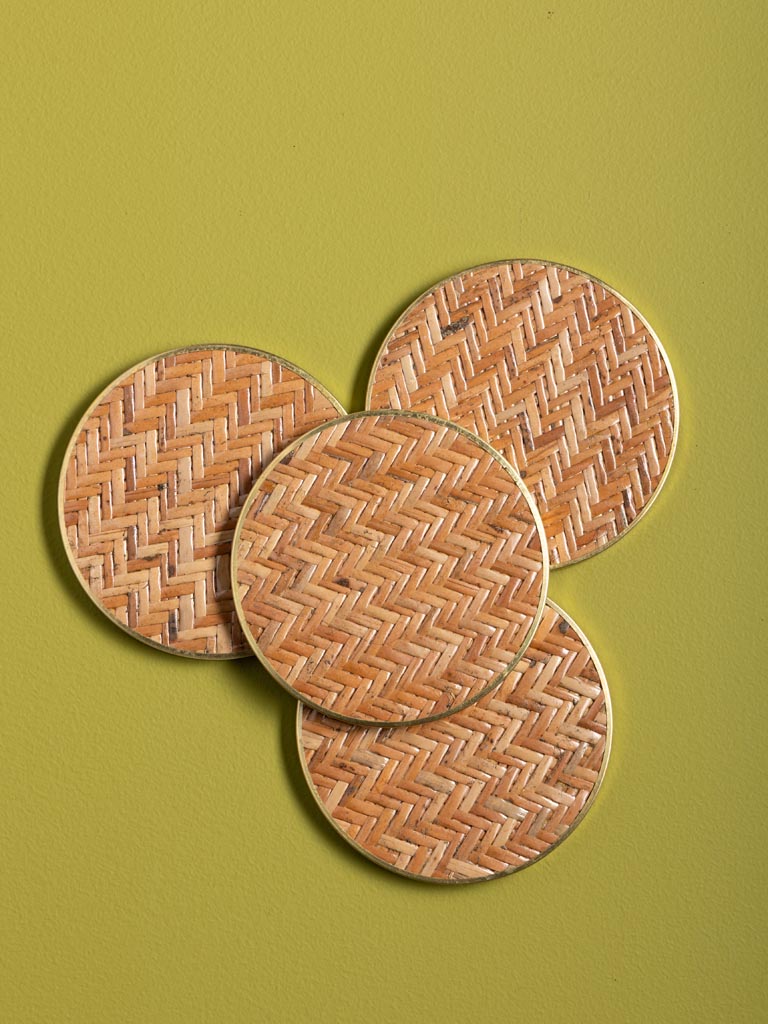S/4 sous-verres ronds rotin tressé Rivan - 5