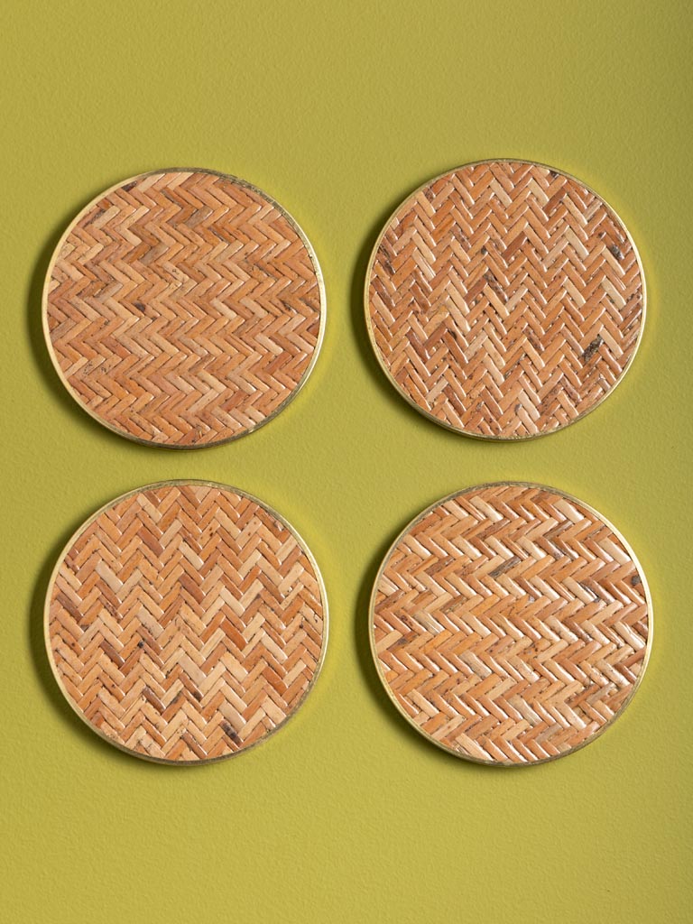 S/4 sous-verres ronds rotin tressé Rivan - 4