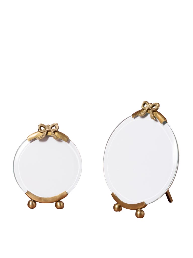 S/2 round photoframes with bow decor - 2