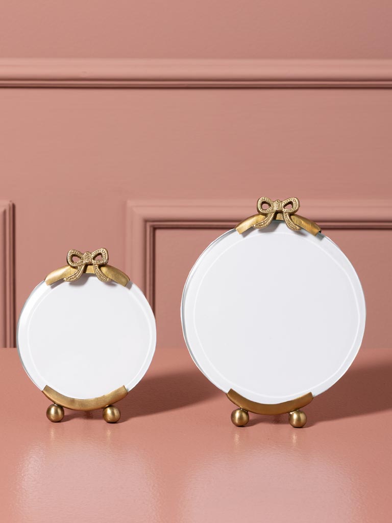 S/2 round photoframes with bow decor - 3