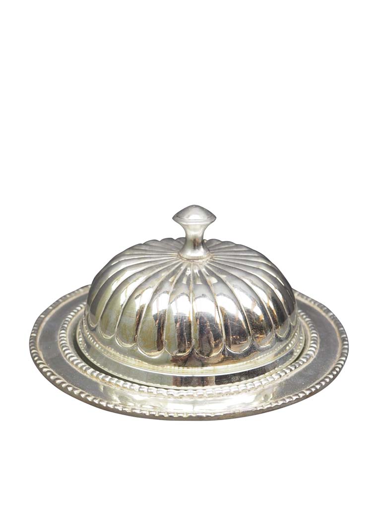 Round butter pot antique silver - 2