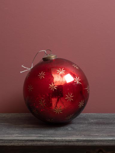 Xmas ball red with golden stars 20cm