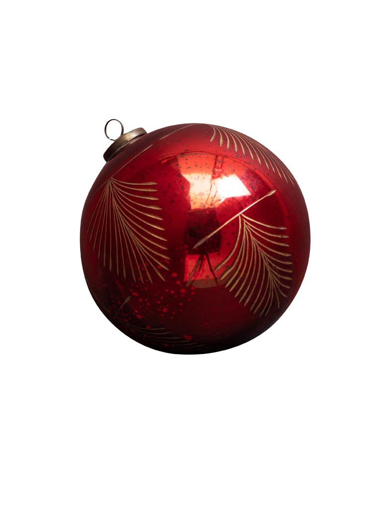 Xmas ball red with golden fans - 2