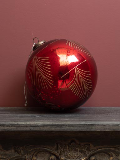 Xmas ball red with golden fans