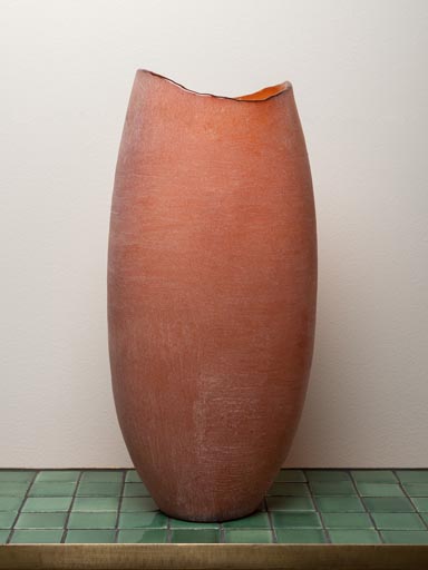 Sanded orange glass vase