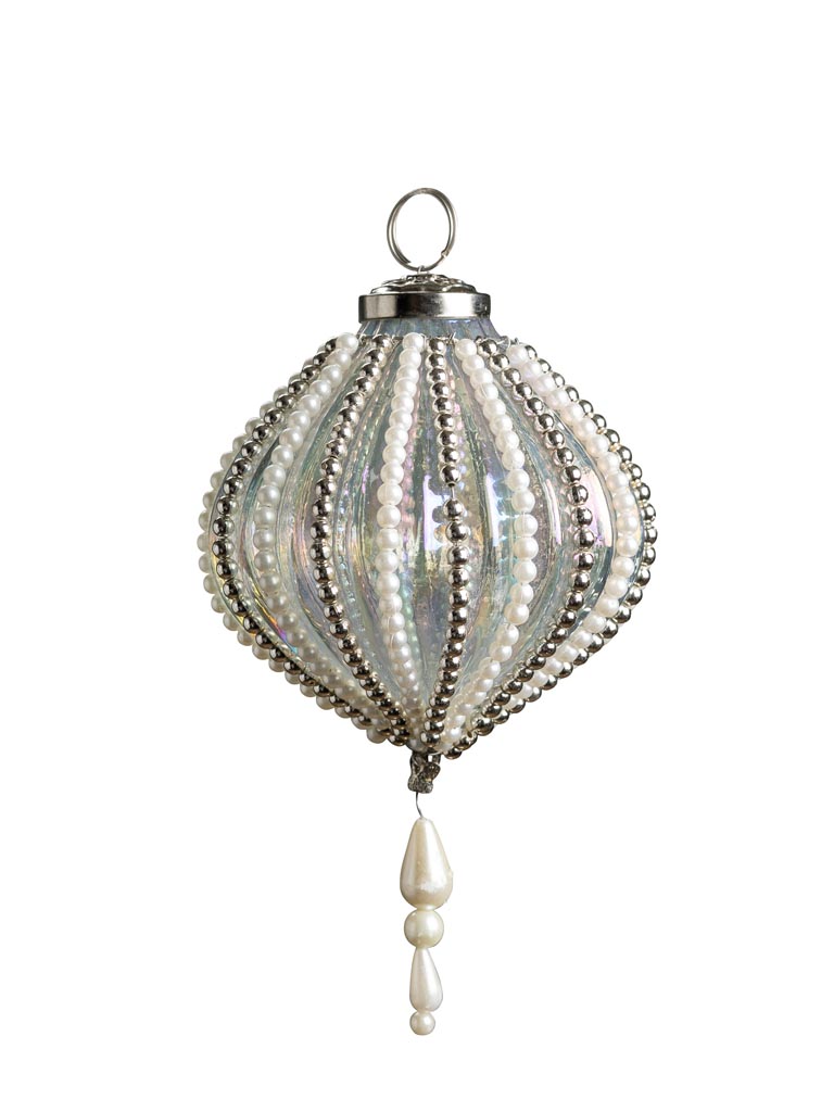 Xmas ball white & grey pearls Sissi - 2