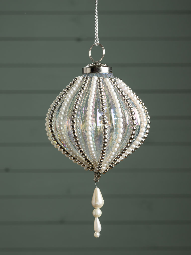 Xmas ball white & grey pearls Sissi - 1