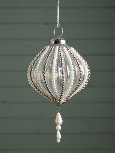 Xmas ball white & grey pearls Sissi