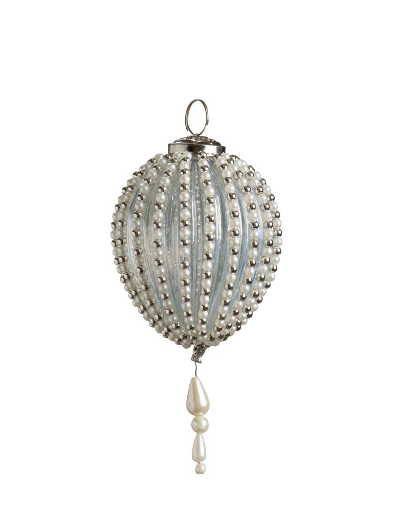 Xmas ball white & grey pearls Sissi - 2
