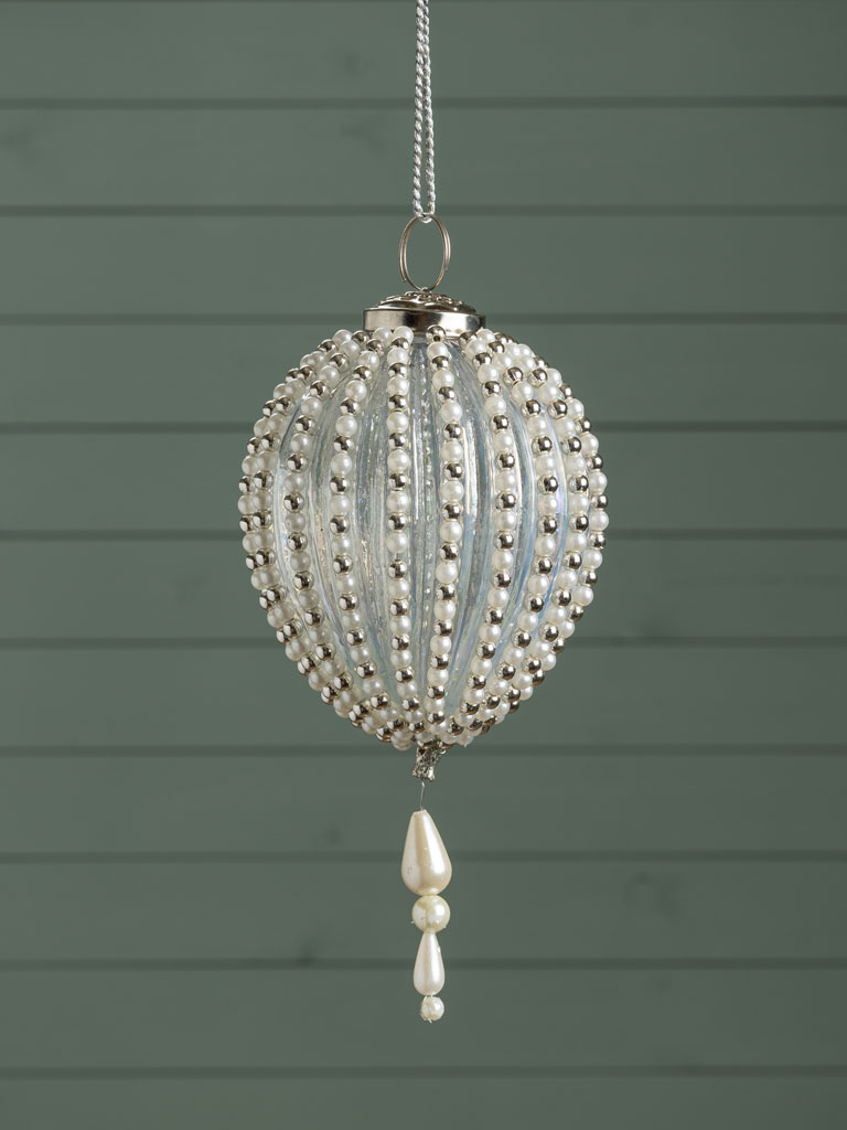 Xmas ball white & grey pearls Sissi - 1