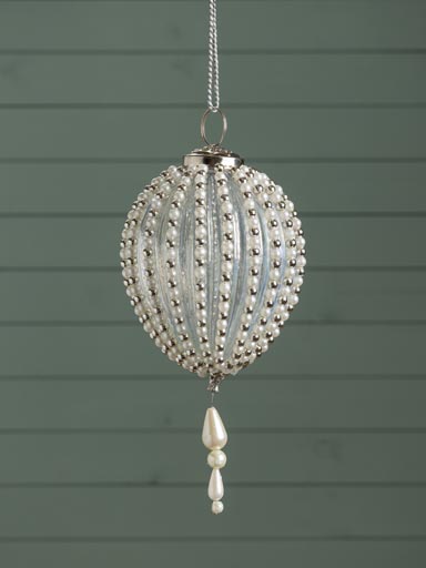 Xmas ball white & grey pearls Sissi