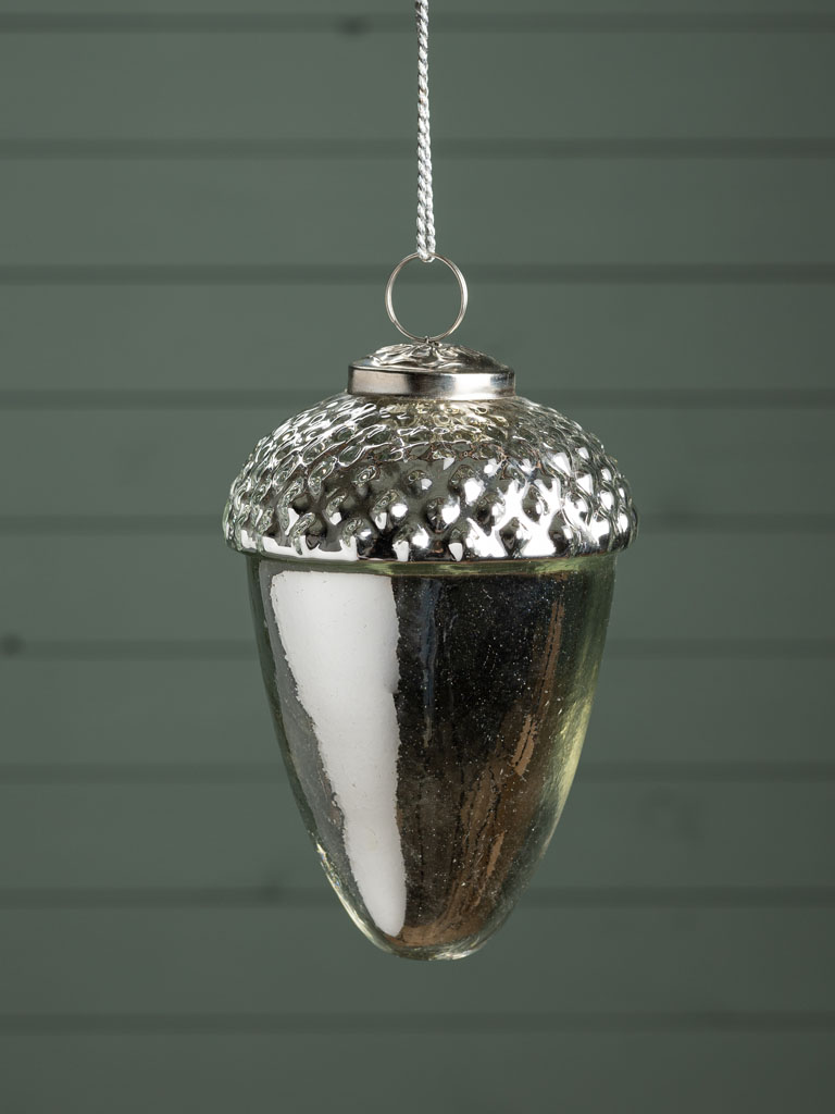 Xmas ball silver acorn - 1