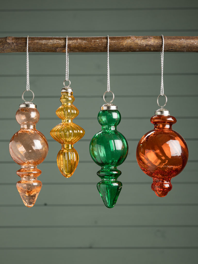 S/4 colored glass hanging ornaments - 1
