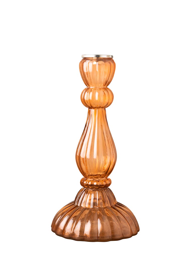 Candlestick orange pink glass - 2