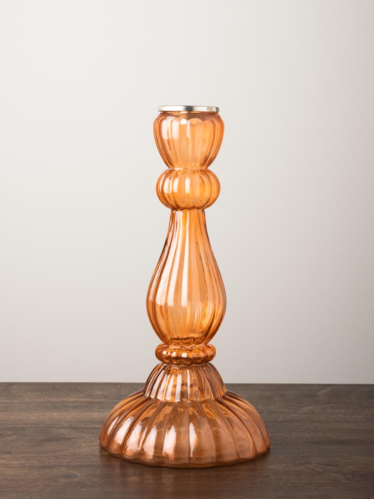 Candlestick orange pink glass - 3