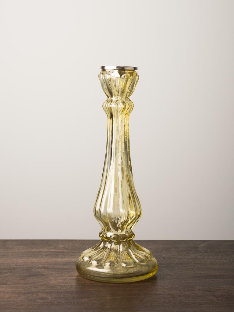 Bougeoir verre jaune - 3