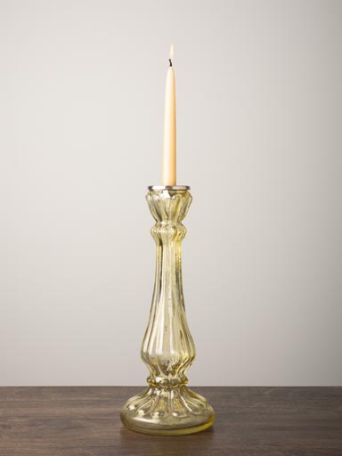 Bougeoir verre jaune