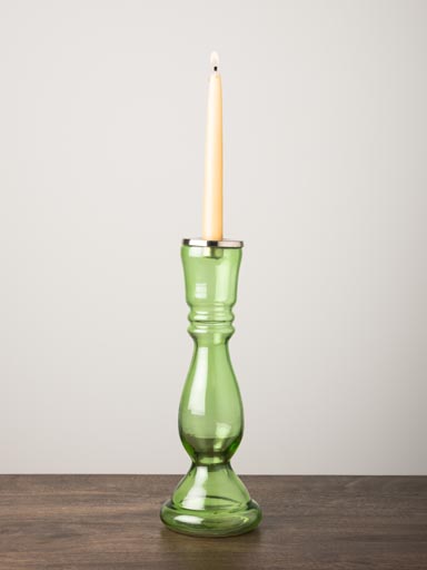 Bougeoir verre vert