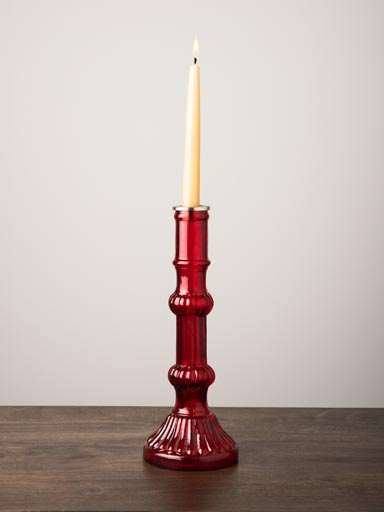 Candlestick red glass