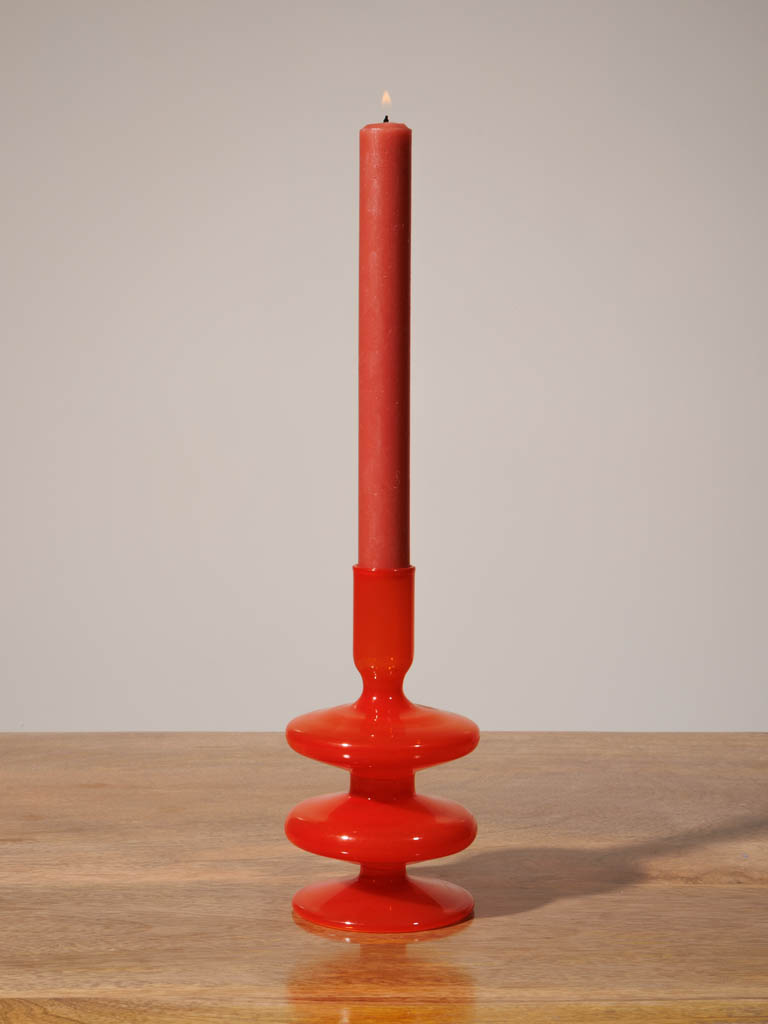 Orange glass candlestick - 1