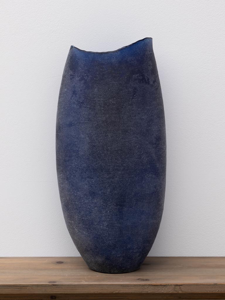 Sanded glass vase blue - 1