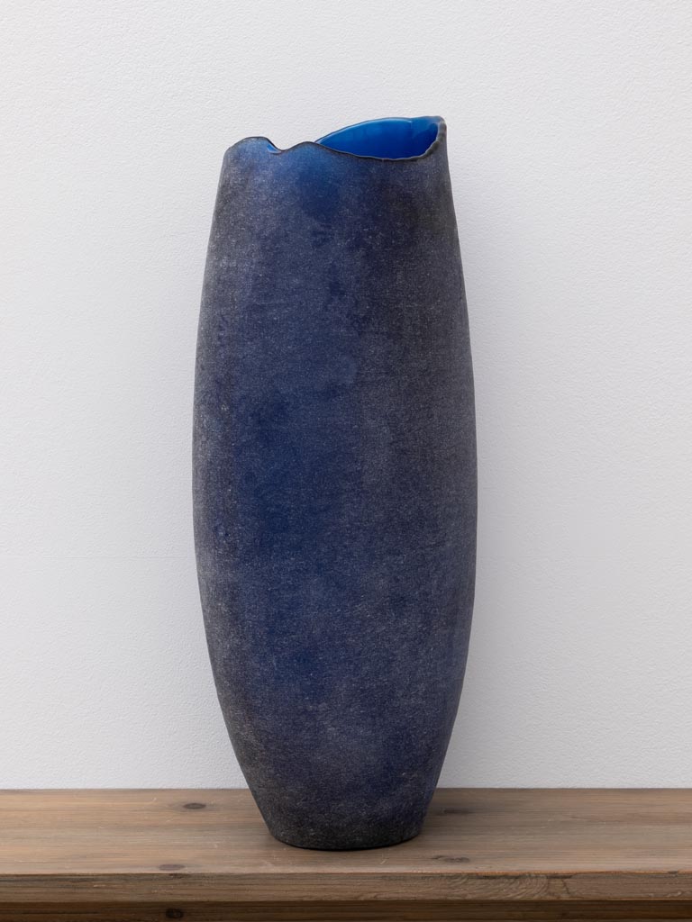 Sanded glass vase blue - 3