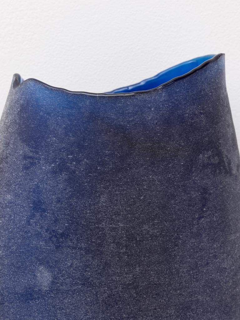 Sanded glass vase blue - 5