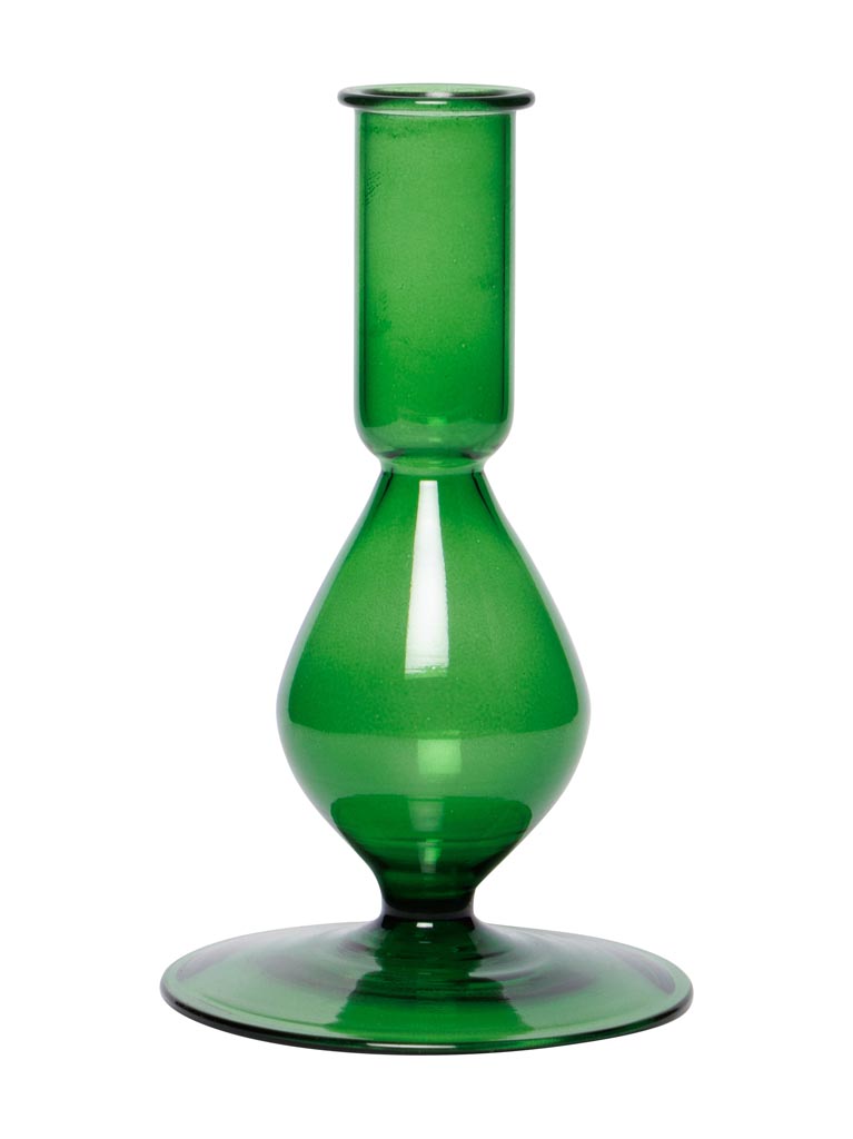 Bougeoir en verre vert absinthe - 2