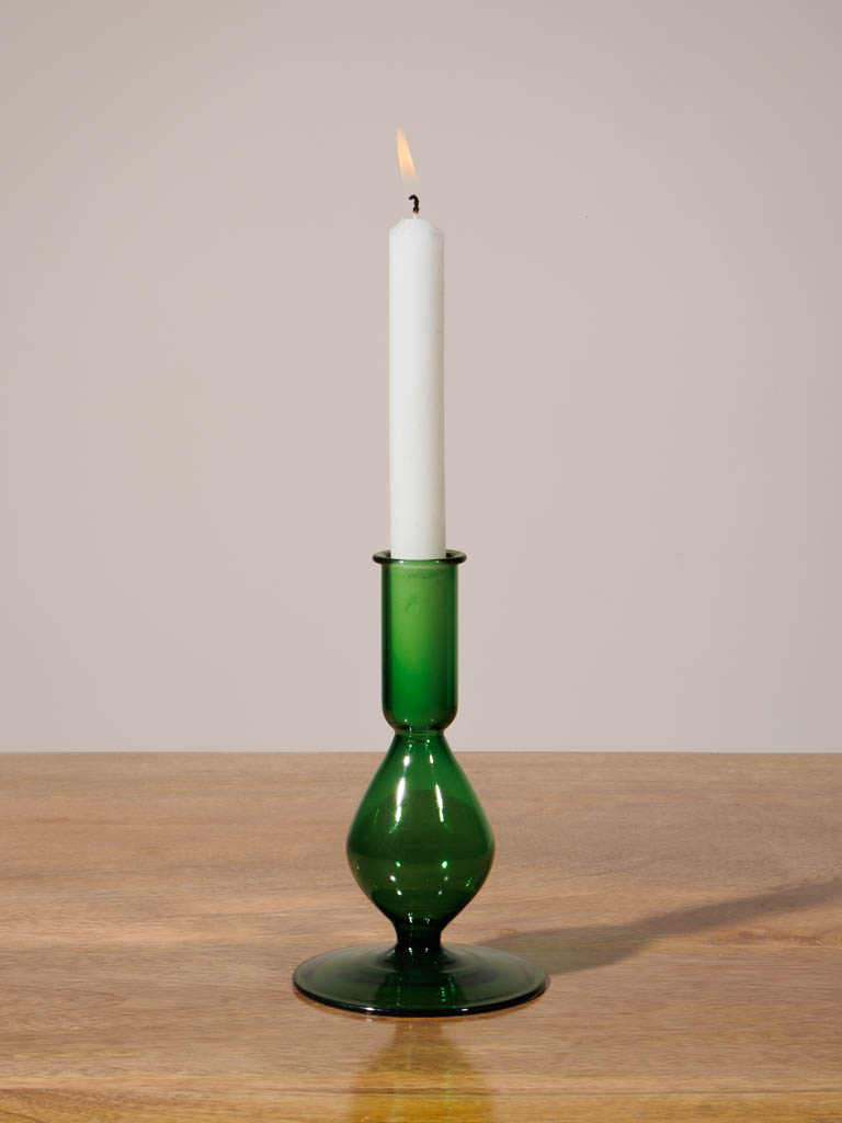 Green glass candlestick absinthe - 1