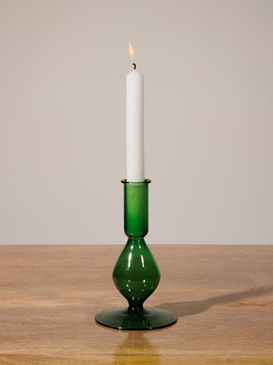 Green glass candlestick absinthe