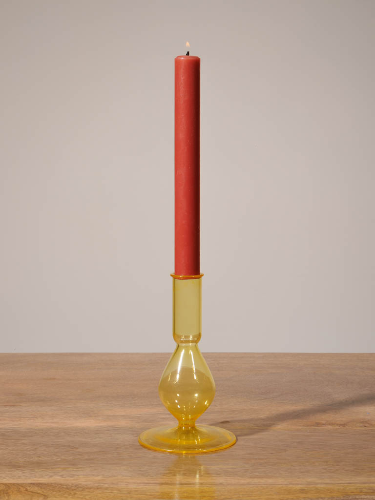 Yellow glass candlestick pégase - 1