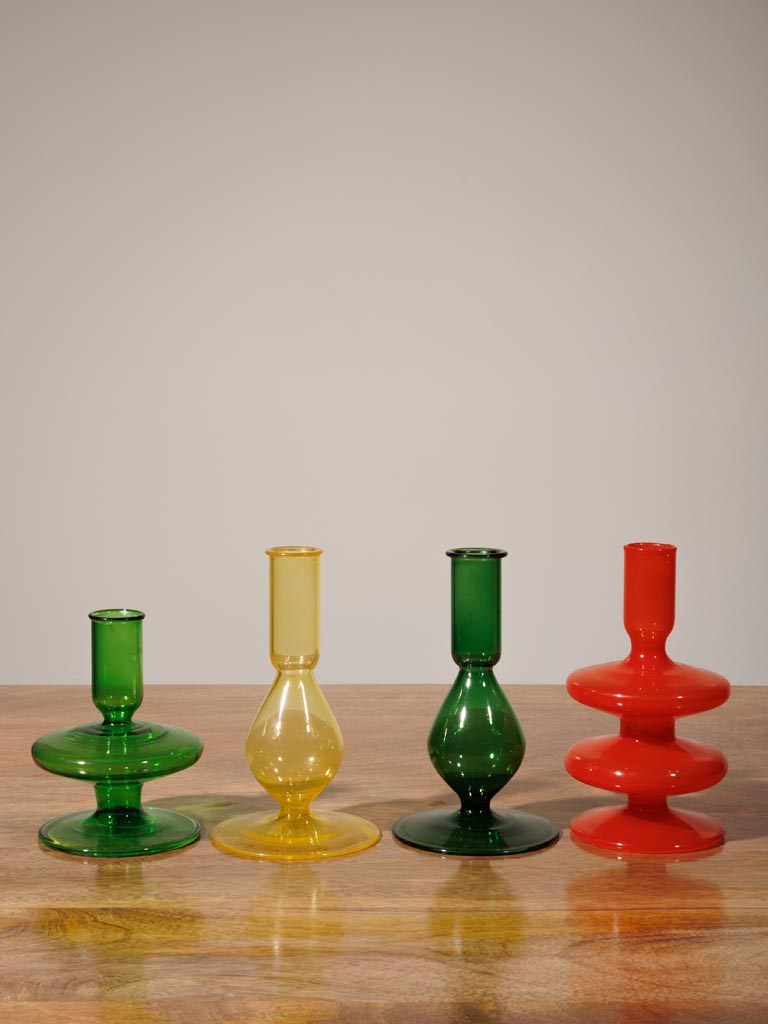 Yellow glass candlestick pégase - 4
