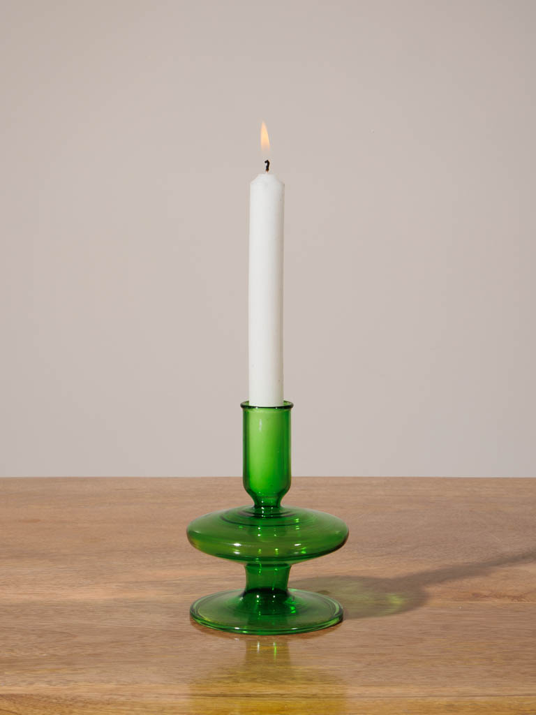 Green glass candlestick absinthe - 1