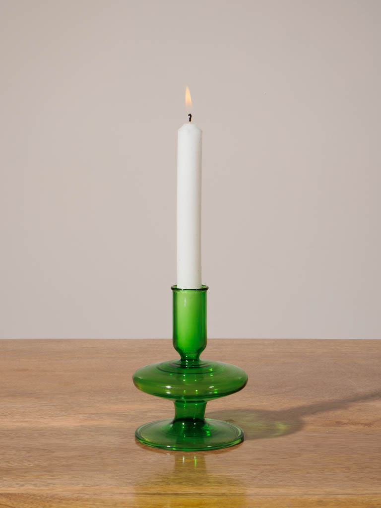 Green glass candlestick absinthe - 1