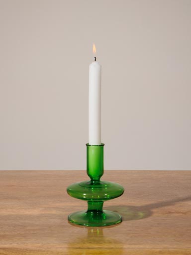 Green glass candlestick absinthe
