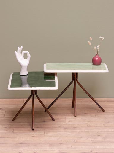 S/2 green lacquered wood tables Rêverie
