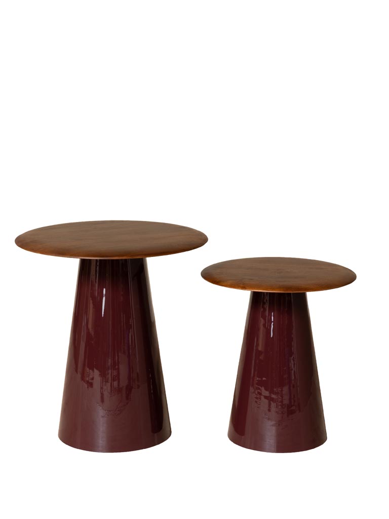 S/2 tables d'appoint base laquée Amarante - 2